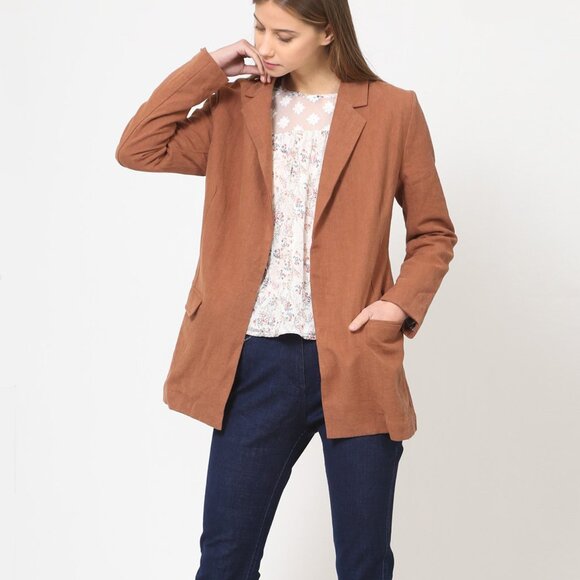 Modern Vintage Linen Blazer w/ Belt - Picture 1 of 4